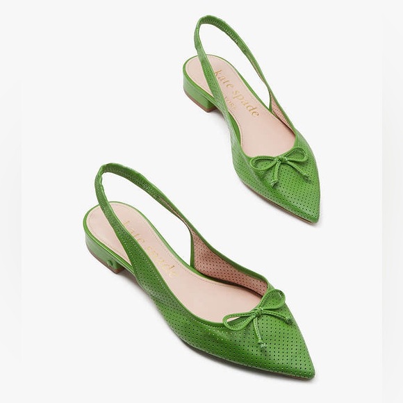 kate spade Shoes - Kate Spade Veronica Perforated Leather Slingback Mules In Green NWOB